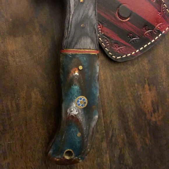 Beautiful Damascus Mini Cleaver/Chopper with Leather Sheath (Bullcutter) - Picture 7 of 10